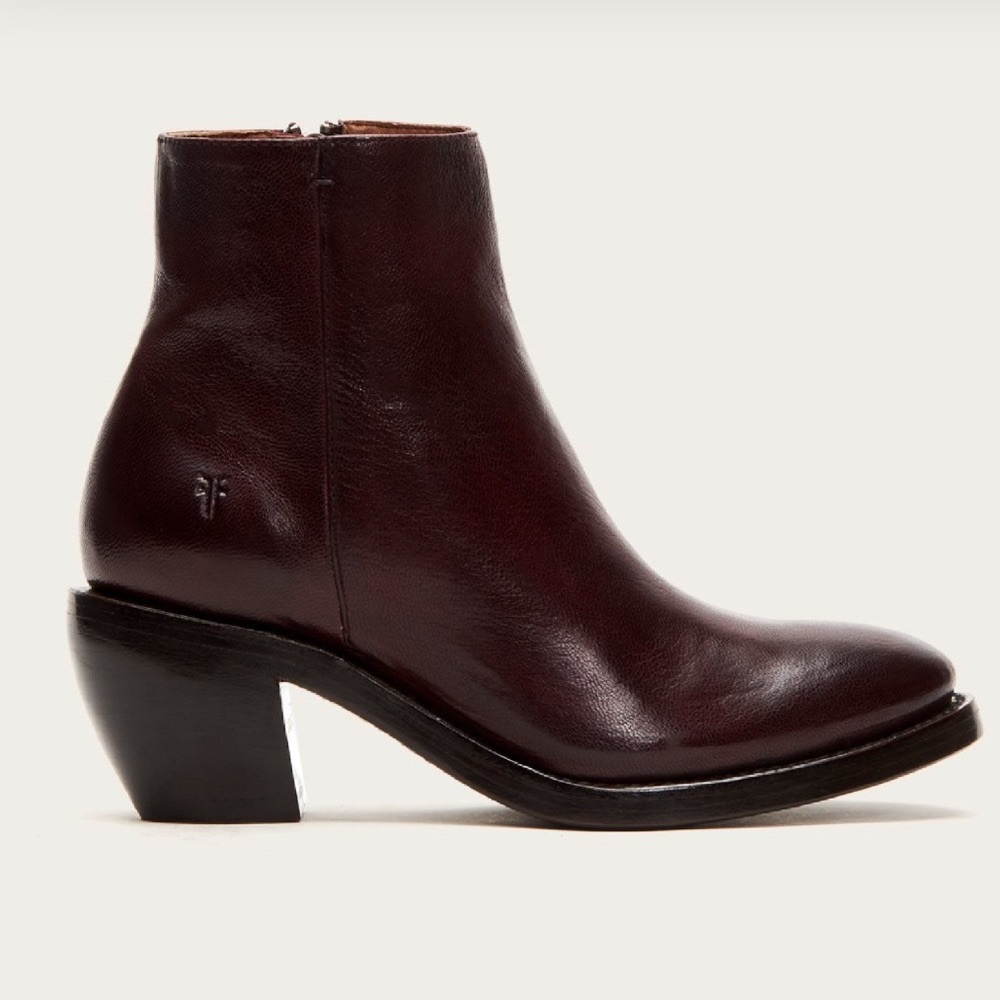 Frye Rosalia Bootie Burgundy Leather Ankle Boots Size 9